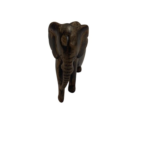 Set of 2 Hand Carved Wood Elephant Figurines Dark Wood Light Wood PLEASE READ - Picture 2 of 14